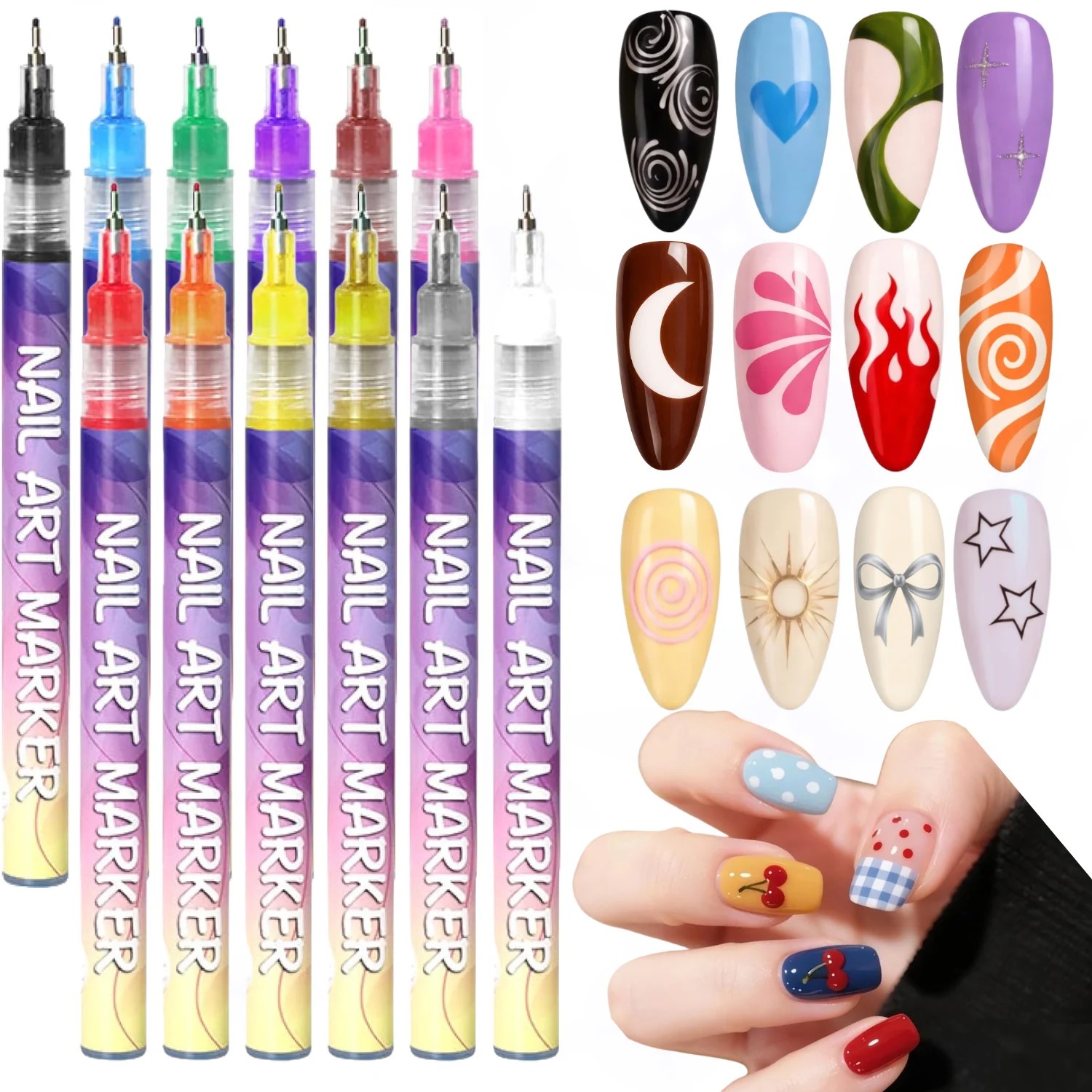 12 Colors 3D Nail Art Pens Set - Correction Pen Fine ulasan dan harga