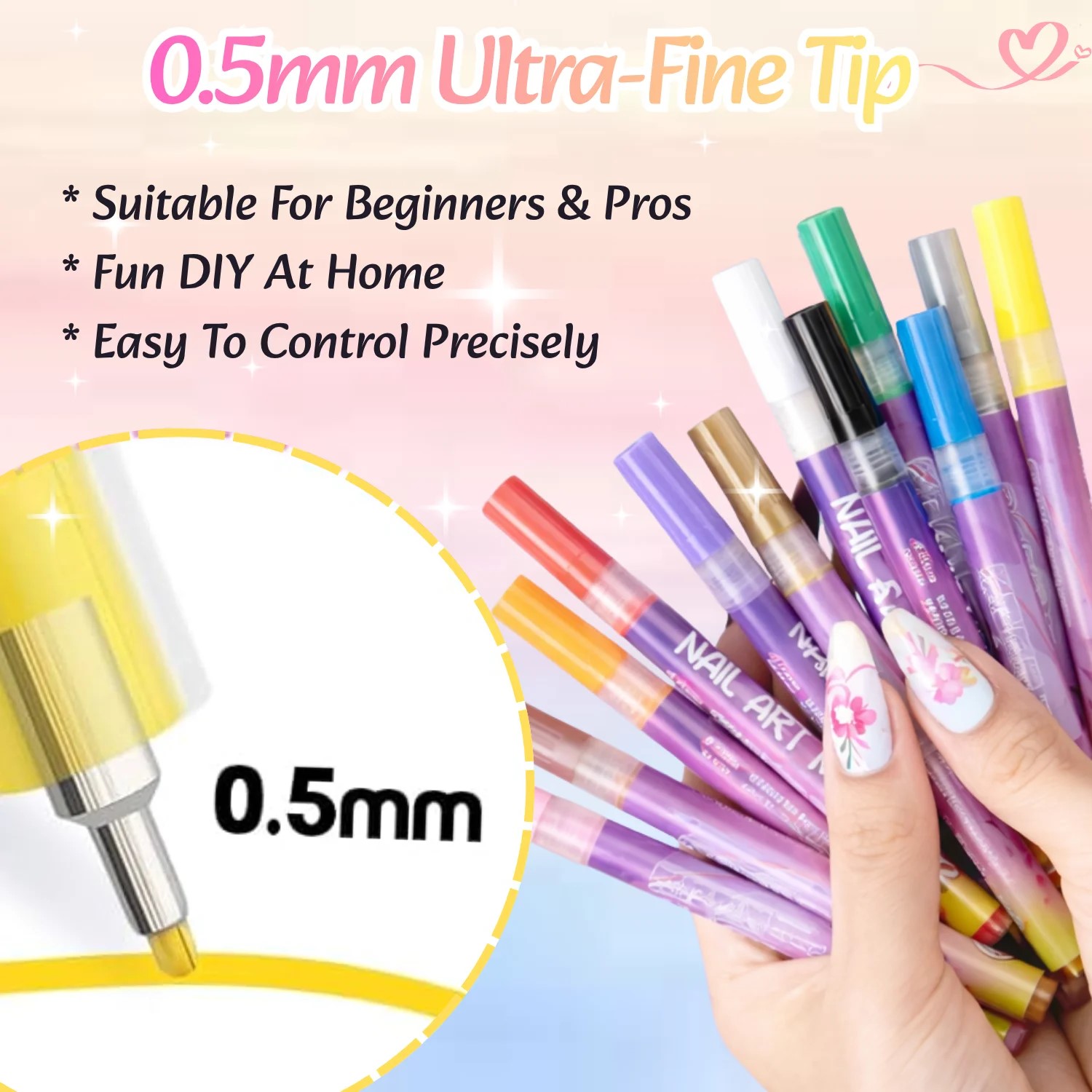 12 Colors 3D Nail Art Pens Set - Correction Pen Fine ulasan dan harga